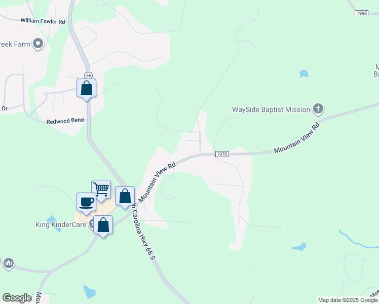 map of restaurants, bars, coffee shops, grocery stores, and more near 789 Mountain View Road in King