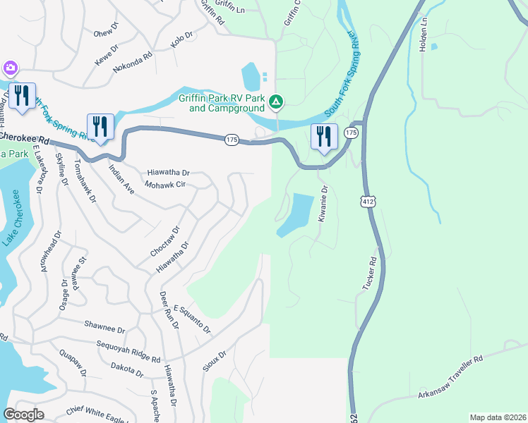 map of restaurants, bars, coffee shops, grocery stores, and more near 57 Lake Kiwanie Circle in Hardy
