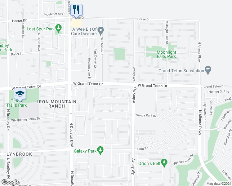 map of restaurants, bars, coffee shops, grocery stores, and more near 7919 Satiny Ct in North Las Vegas