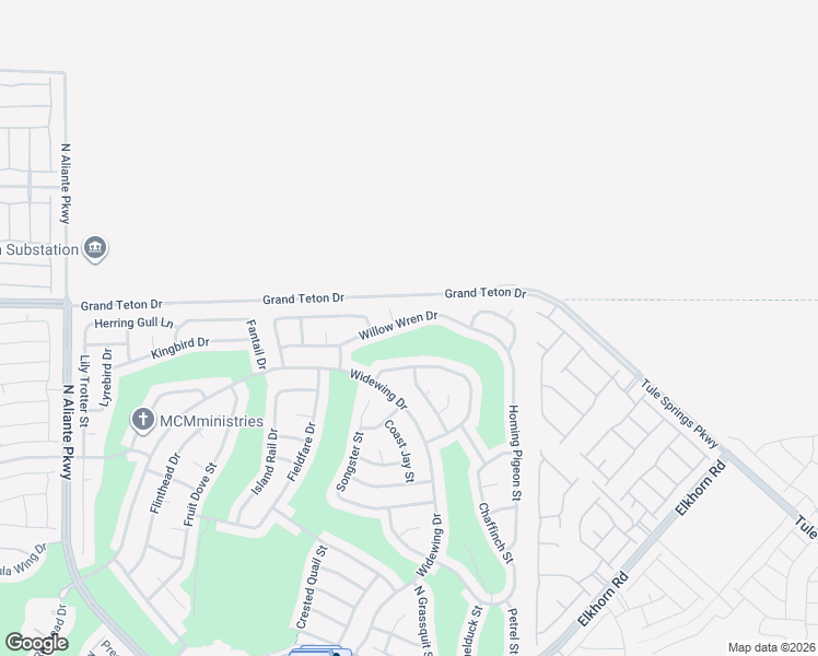 map of restaurants, bars, coffee shops, grocery stores, and more near 2513 Willow Wren Drive in North Las Vegas