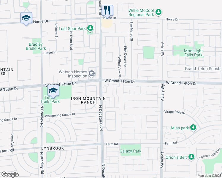 map of restaurants, bars, coffee shops, grocery stores, and more near 7945 Aurora Sky St in North Las Vegas