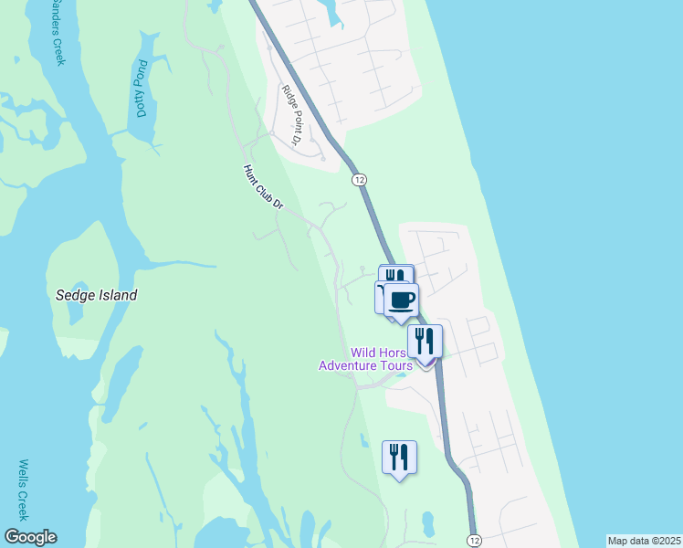 map of restaurants, bars, coffee shops, grocery stores, and more near 656 Sand Fiddler Circle in Corolla
