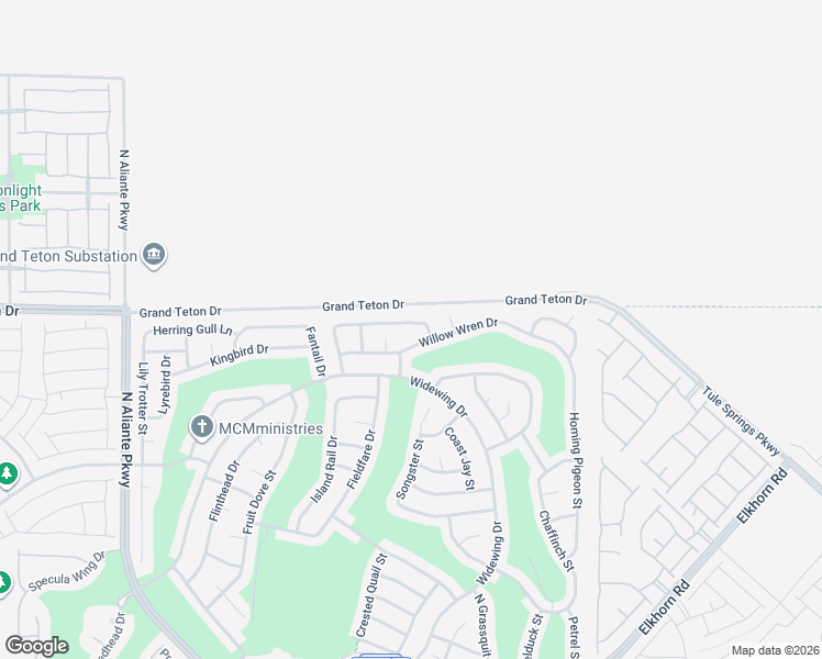 map of restaurants, bars, coffee shops, grocery stores, and more near 2613 Willow Wren Drive in North Las Vegas