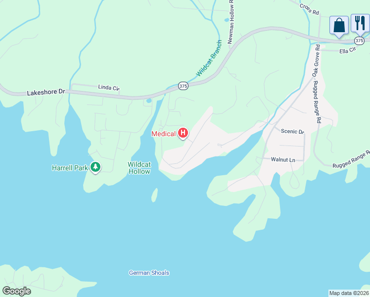 map of restaurants, bars, coffee shops, grocery stores, and more near 195 Simpson Lane in Bean Station