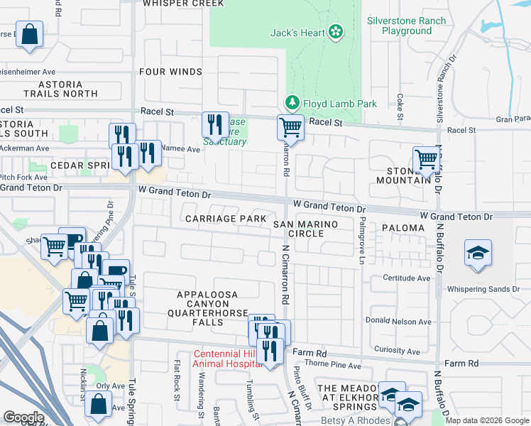 map of restaurants, bars, coffee shops, grocery stores, and more near 8013 Hidden Quail Avenue in Las Vegas