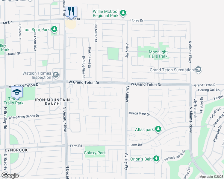 map of restaurants, bars, coffee shops, grocery stores, and more near 4401 Meline Avenue in North Las Vegas