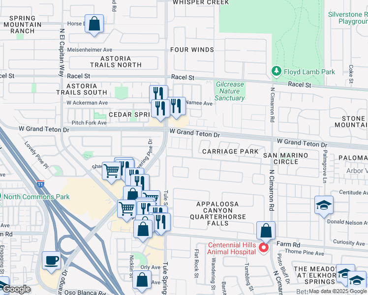 map of restaurants, bars, coffee shops, grocery stores, and more near 7923 Cape Brett Street in Las Vegas