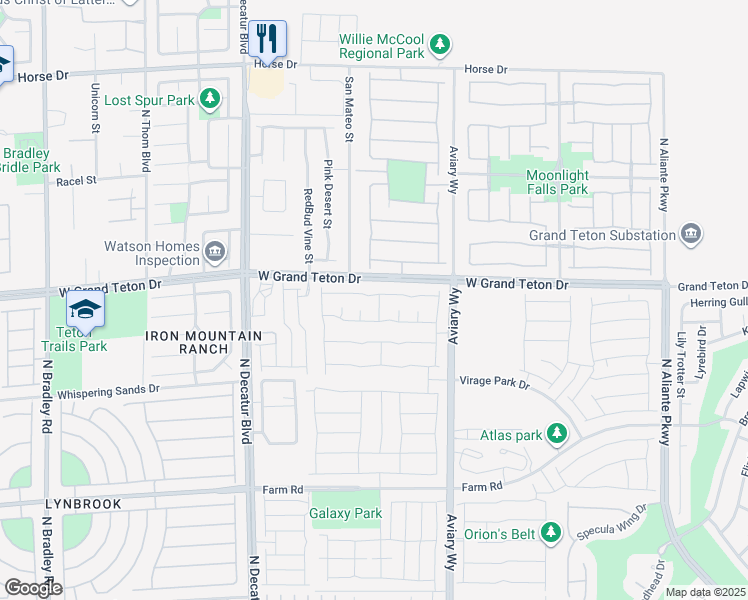 map of restaurants, bars, coffee shops, grocery stores, and more near 7927 Shimmery Street in North Las Vegas