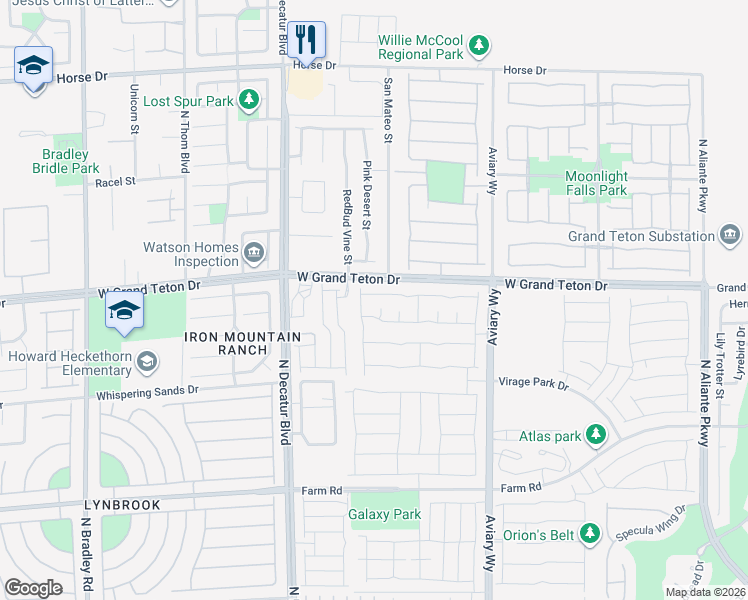 map of restaurants, bars, coffee shops, grocery stores, and more near 4513 Meline Avenue in North Las Vegas