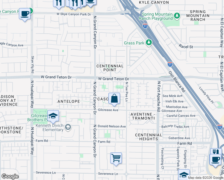 map of restaurants, bars, coffee shops, grocery stores, and more near 7913 Twin Leaf Street in Las Vegas