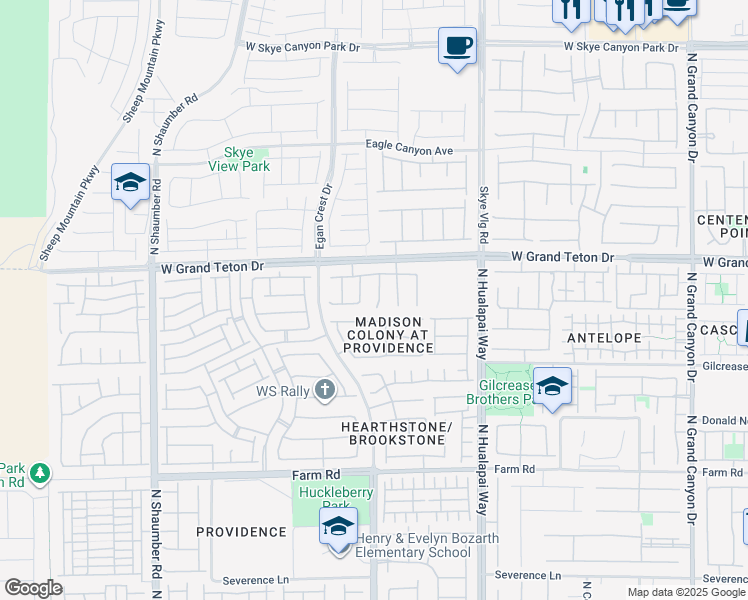 map of restaurants, bars, coffee shops, grocery stores, and more near 7915 Forspence Court in Las Vegas