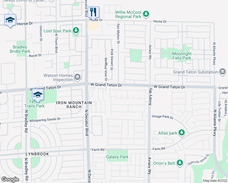 map of restaurants, bars, coffee shops, grocery stores, and more near 4513 Meline Avenue in North Las Vegas