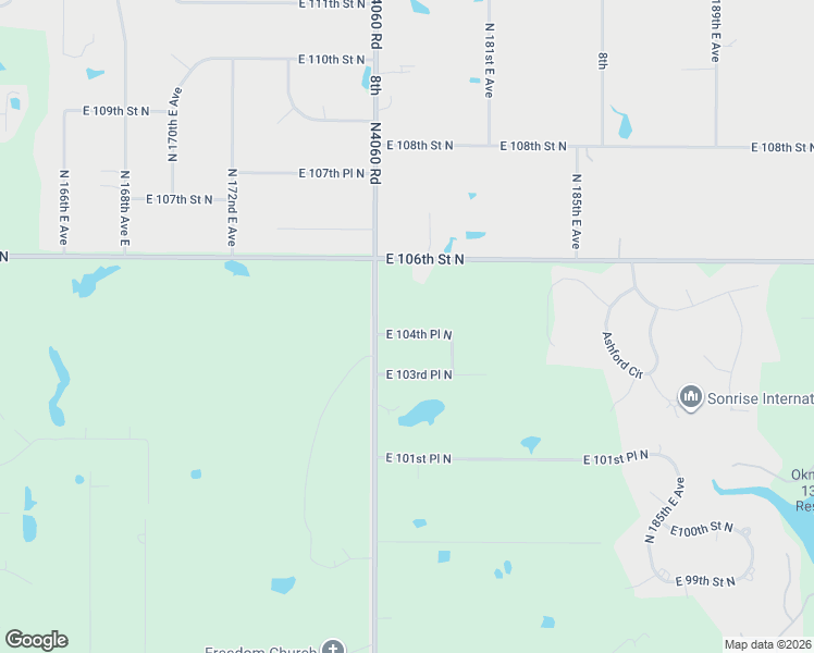 map of restaurants, bars, coffee shops, grocery stores, and more near 17825 East 104th Place North in Owasso