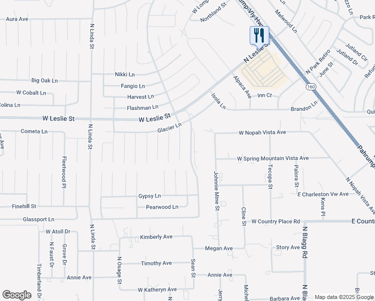 map of restaurants, bars, coffee shops, grocery stores, and more near 5840 North Goleta Avenue in Pahrump