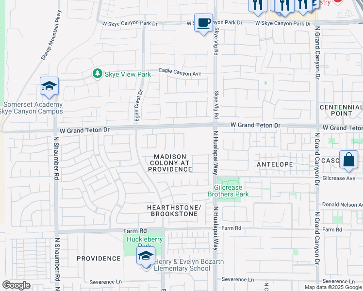 map of restaurants, bars, coffee shops, grocery stores, and more near 7915 Formitch Court in Las Vegas