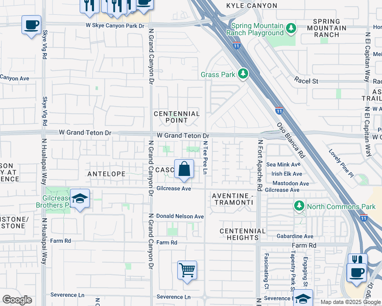 map of restaurants, bars, coffee shops, grocery stores, and more near 7958 Garden Stone Court in Las Vegas