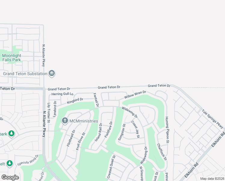 map of restaurants, bars, coffee shops, grocery stores, and more near 2816 Ground Robin Drive in North Las Vegas