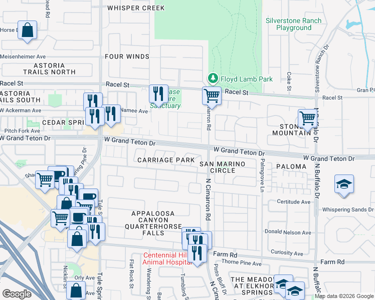 map of restaurants, bars, coffee shops, grocery stores, and more near 8121 Chestnut Hollow Avenue in Las Vegas
