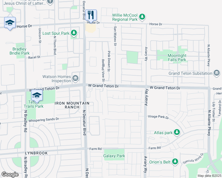 map of restaurants, bars, coffee shops, grocery stores, and more near 4514 Meline Avenue in North Las Vegas