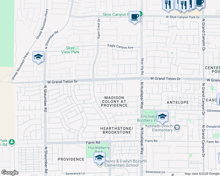 map of restaurants, bars, coffee shops, grocery stores, and more near 7955 Forspence Court in Las Vegas