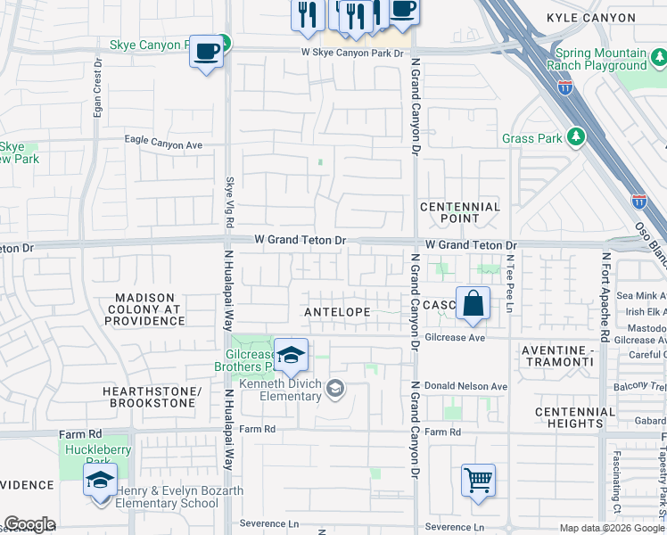 map of restaurants, bars, coffee shops, grocery stores, and more near 7937 Violet Dawn Street in Las Vegas
