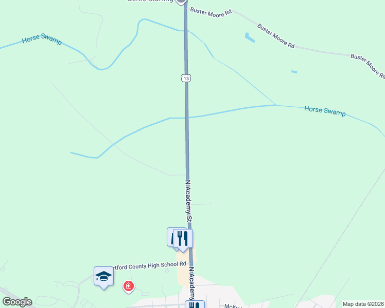 map of restaurants, bars, coffee shops, grocery stores, and more near 1423 U.S. 13 in Ahoskie