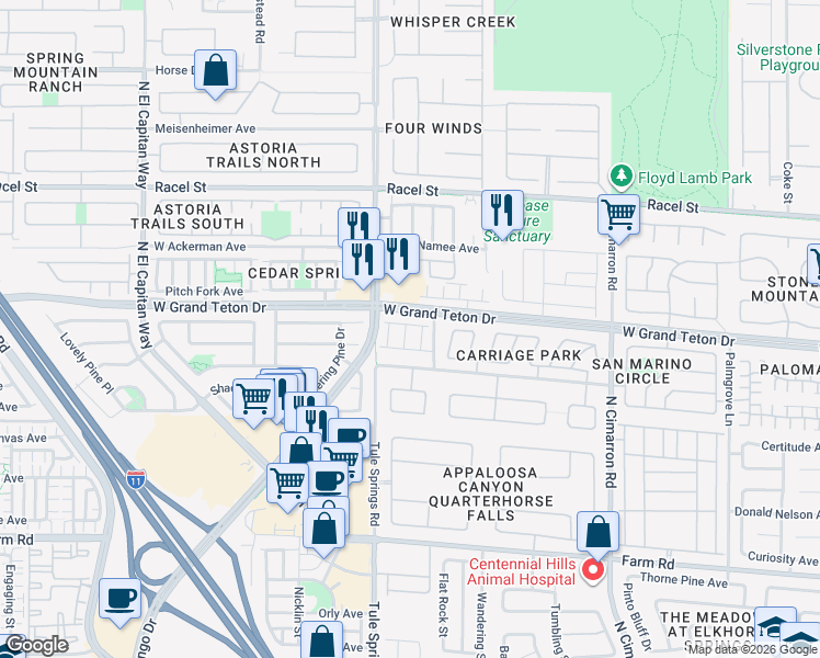 map of restaurants, bars, coffee shops, grocery stores, and more near 7964 Napier Street in Las Vegas