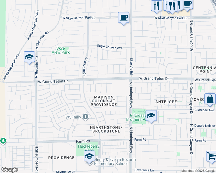 map of restaurants, bars, coffee shops, grocery stores, and more near 7960 Brookside Falls Court in Las Vegas