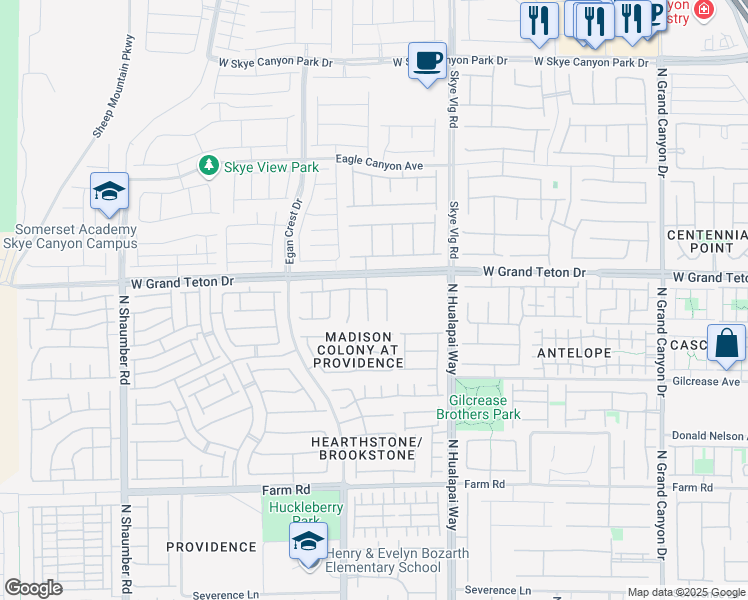 map of restaurants, bars, coffee shops, grocery stores, and more near 7960 Brookside Falls Court in Las Vegas