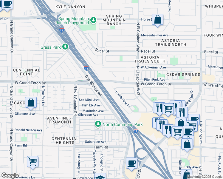 map of restaurants, bars, coffee shops, grocery stores, and more near 7961 Lovely Pine Place in Las Vegas