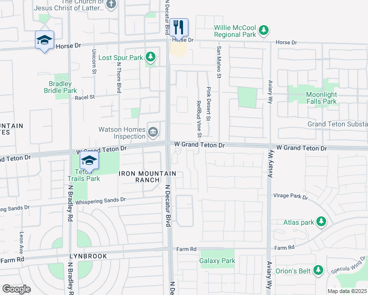 map of restaurants, bars, coffee shops, grocery stores, and more near 7985 Aurora Sky St in North Las Vegas