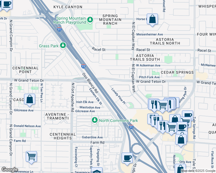 map of restaurants, bars, coffee shops, grocery stores, and more near 7961 Lovely Pine Place in Las Vegas