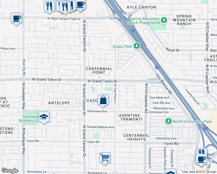 map of restaurants, bars, coffee shops, grocery stores, and more near 7958 Garden Stone Court in Las Vegas