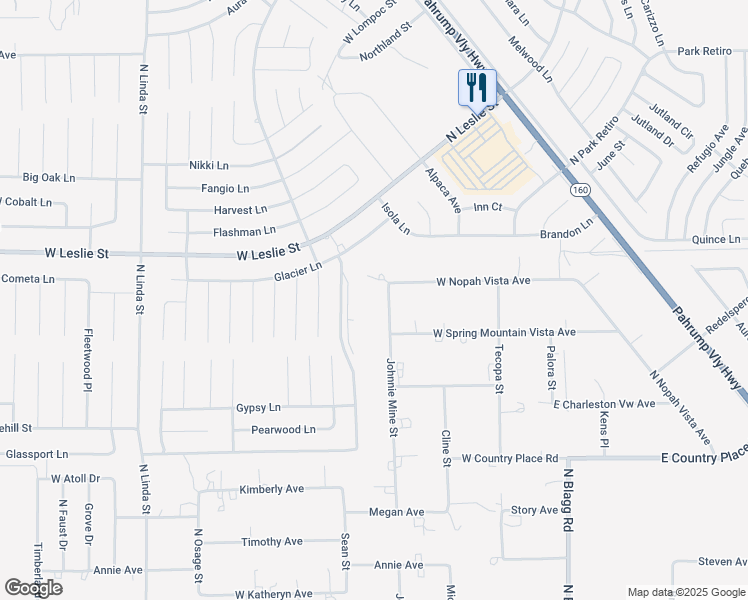 map of restaurants, bars, coffee shops, grocery stores, and more near 5880 Johnnie Mine Street in Pahrump