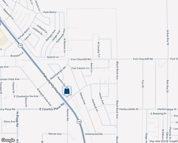 map of restaurants, bars, coffee shops, grocery stores, and more near 5880 Reno Ln in Pahrump