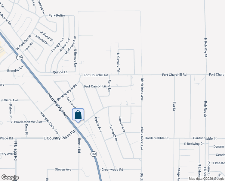 map of restaurants, bars, coffee shops, grocery stores, and more near 5880 Reno Lane in Pahrump