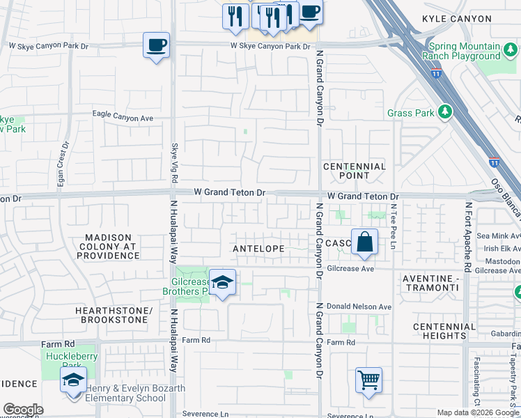 map of restaurants, bars, coffee shops, grocery stores, and more near 7948 Violet Dawn Street in Las Vegas