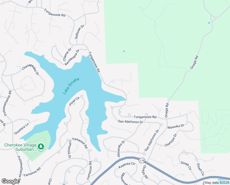 map of restaurants, bars, coffee shops, grocery stores, and more near 63 Tonganoxie Road in Cherokee Village