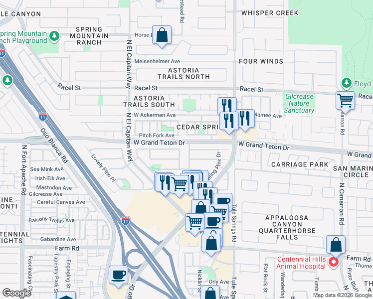 map of restaurants, bars, coffee shops, grocery stores, and more near 7941 Hollow Pine Street in Las Vegas