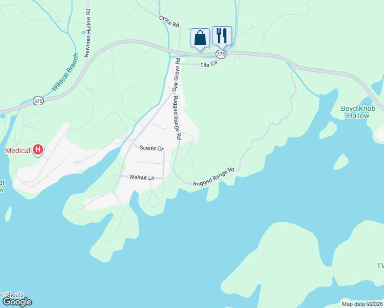 map of restaurants, bars, coffee shops, grocery stores, and more near 333 White Lane in Bean Station