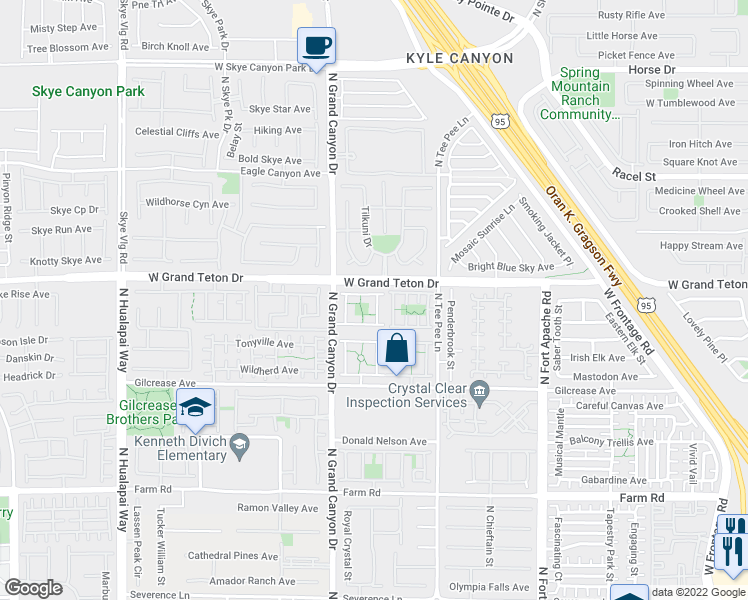 map of restaurants, bars, coffee shops, grocery stores, and more near 9521 Michelle Falls Avenue in Las Vegas