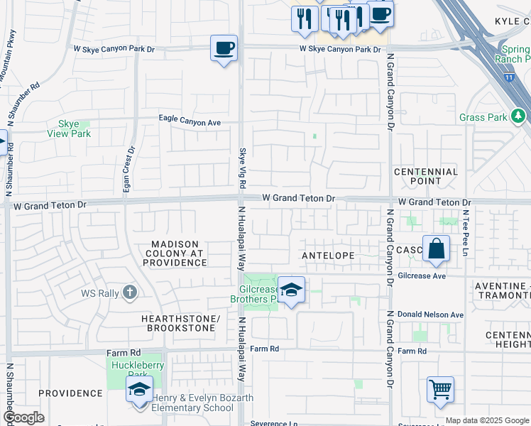 map of restaurants, bars, coffee shops, grocery stores, and more near 10013 Scenic Walk Avenue in Las Vegas