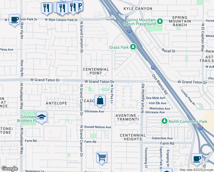 map of restaurants, bars, coffee shops, grocery stores, and more near 7958 Garden Stone Court in Las Vegas