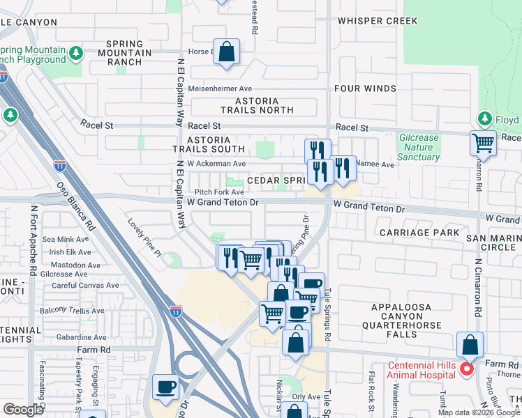map of restaurants, bars, coffee shops, grocery stores, and more near 7941 Hollow Pine Street in Las Vegas