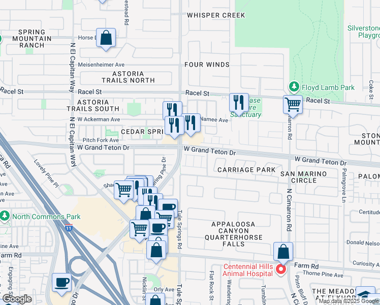 map of restaurants, bars, coffee shops, grocery stores, and more near in Las Vegas