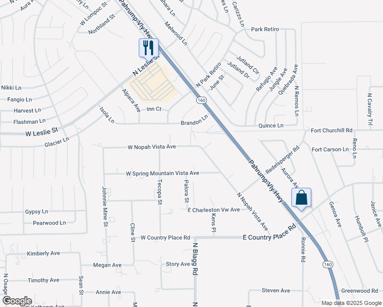 map of restaurants, bars, coffee shops, grocery stores, and more near 41 West Nopah Vista Avenue in Pahrump