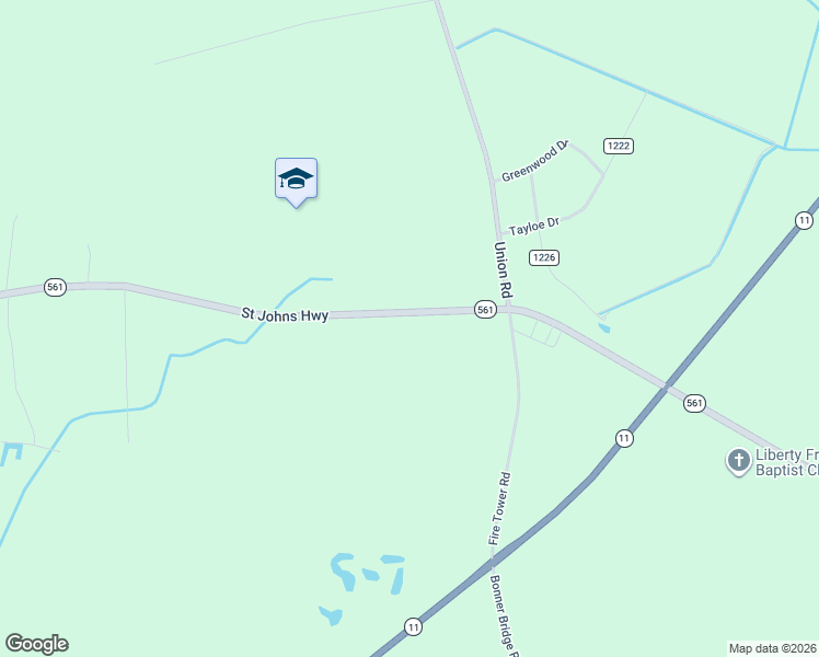 map of restaurants, bars, coffee shops, grocery stores, and more near 423 North Carolina 561 in Aulander