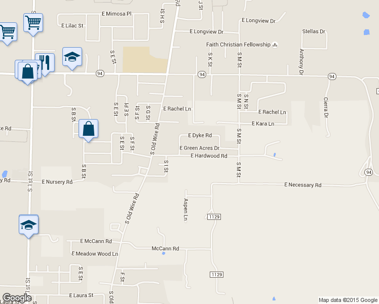 map of restaurants, bars, coffee shops, grocery stores, and more near 1006 East Green Acres Drive in Rogers