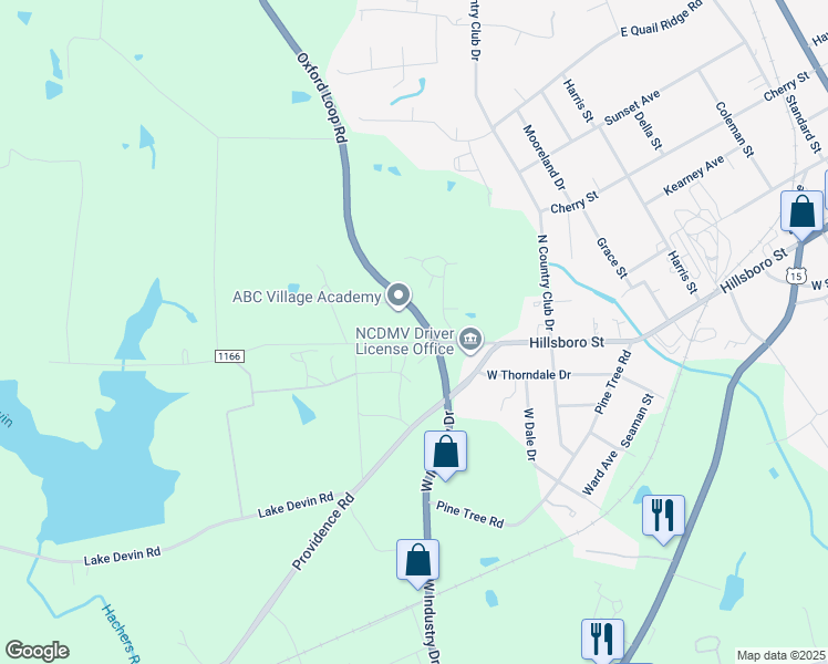 map of restaurants, bars, coffee shops, grocery stores, and more near 900 Hillsboro Street in Oxford