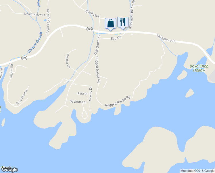 map of restaurants, bars, coffee shops, grocery stores, and more near 333 White Lane in Bean Station